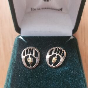 Silver and Gold Bear Paw Earrings